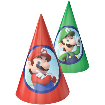 Super Mario Brothers™ Paper Cone Hats 8ct