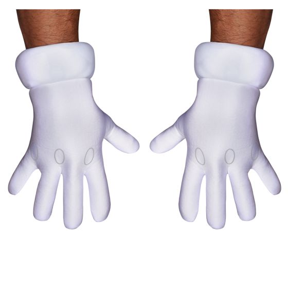 White gloves with cartoonish design on a white background