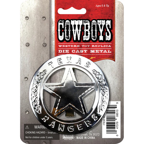 Texas Ranger star badge on packaging with 'Cowboys' text