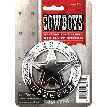 Texas Ranger star badge on packaging with 'Cowboys' text