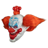 Clown mask with red hair and makeup on a white background