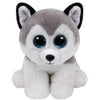 Plush toy husky with large eyes on a white background