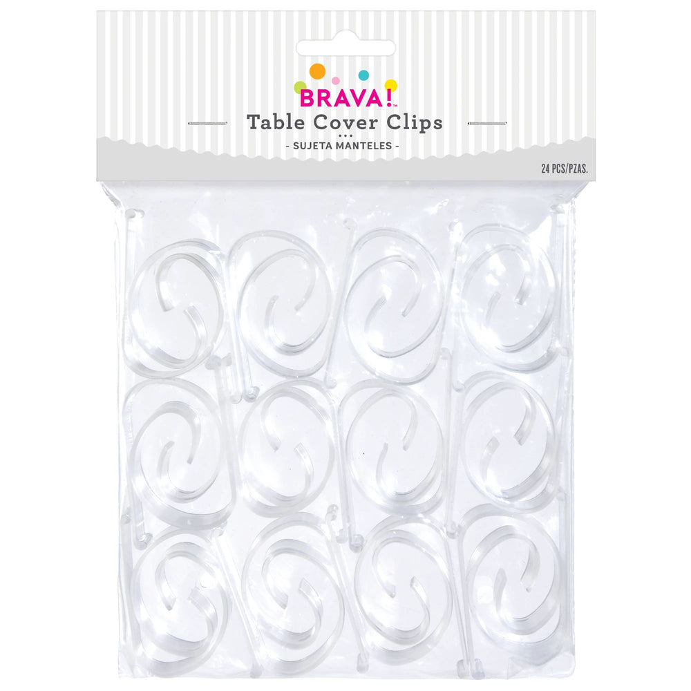 Packaged table cover clips with Brava branding on a white background