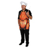 Person wearing a novelty apron with a graphic design on a white background
