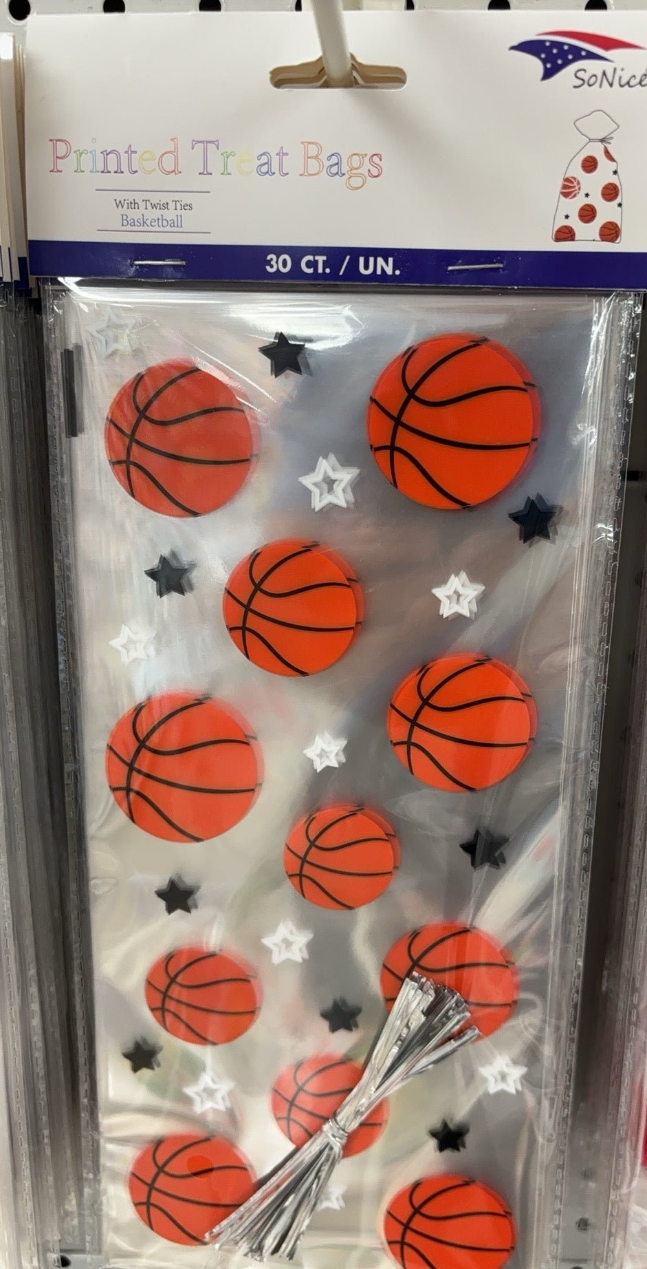 Themed Cellophane Bags  30ct | Basketball