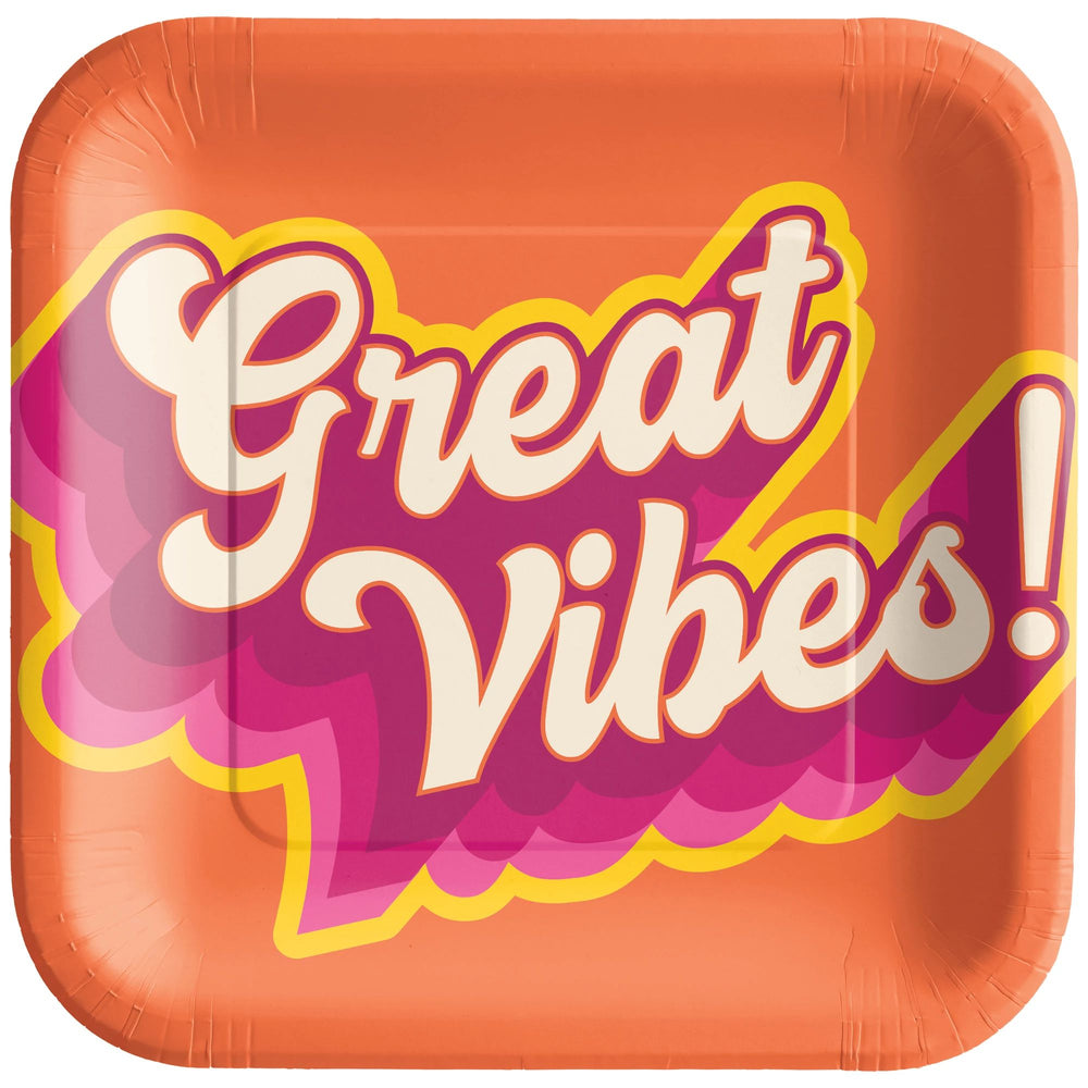 Great Vibes Throwback Summer 7" Square Plates 20ct