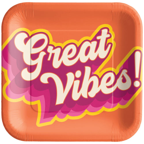 Great Vibes Throwback Summer 7" Square Plates 20ct