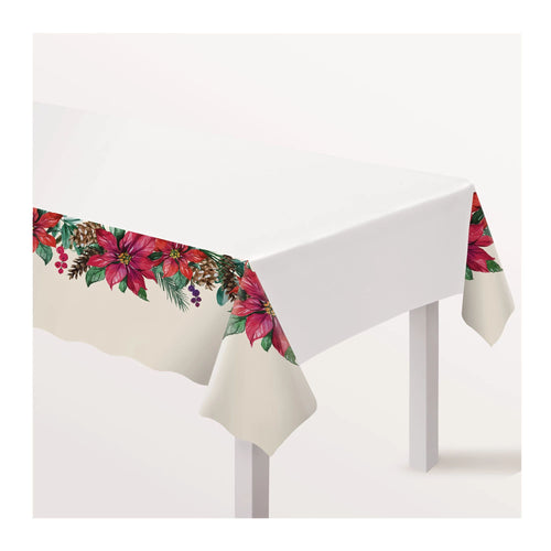 Tablecloth with floral design on a white background