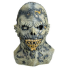 Scary zombie mask with detailed features on a white background