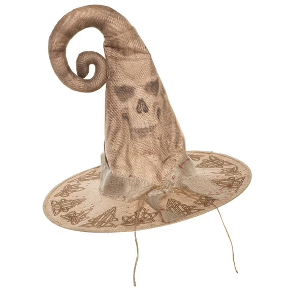 Witch hat with skull design on a white background