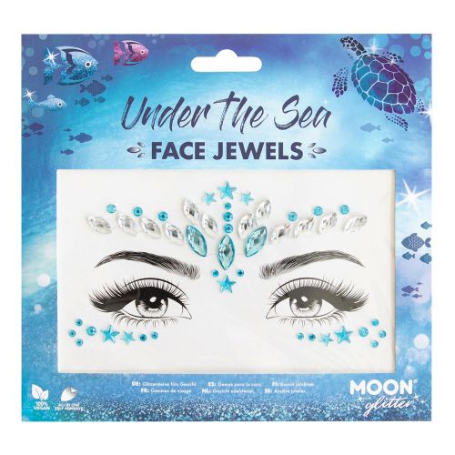 Packaging of 'Under the Sea' face jewels with ocean-themed design.