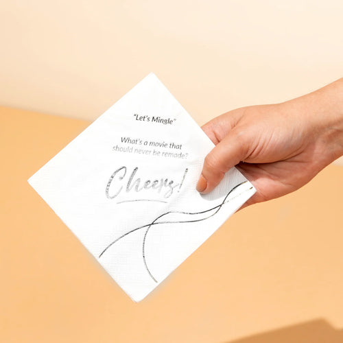CONVOKINS® - Wedding Edition Conversation Starter Cocktail Napkins | Silver