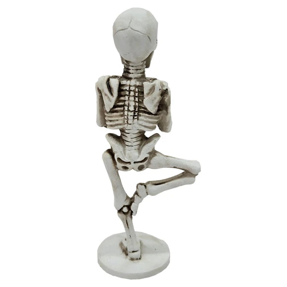 6.5" Yoga Skeleton In Tree Pose Sculpture Decor