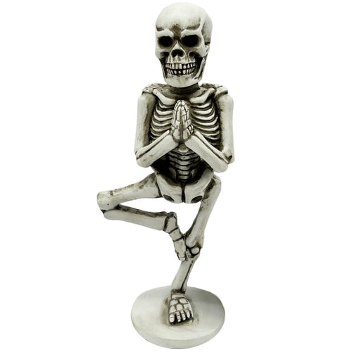 6.5" Yoga Skeleton In Tree Pose Sculpture Decor