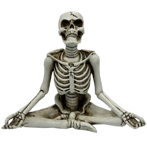 5.5" Yoga Skeleton In Lotus Pose Sculpture Decor