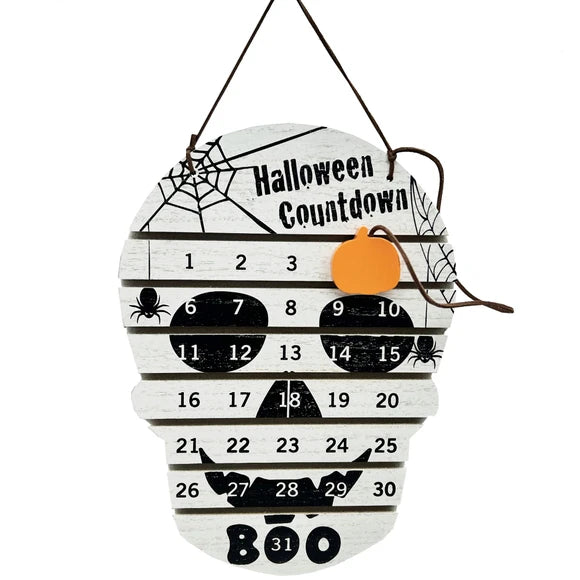 Friendly Skull Shape Countdown to Halloween Calendar with Moveable Pumpkin