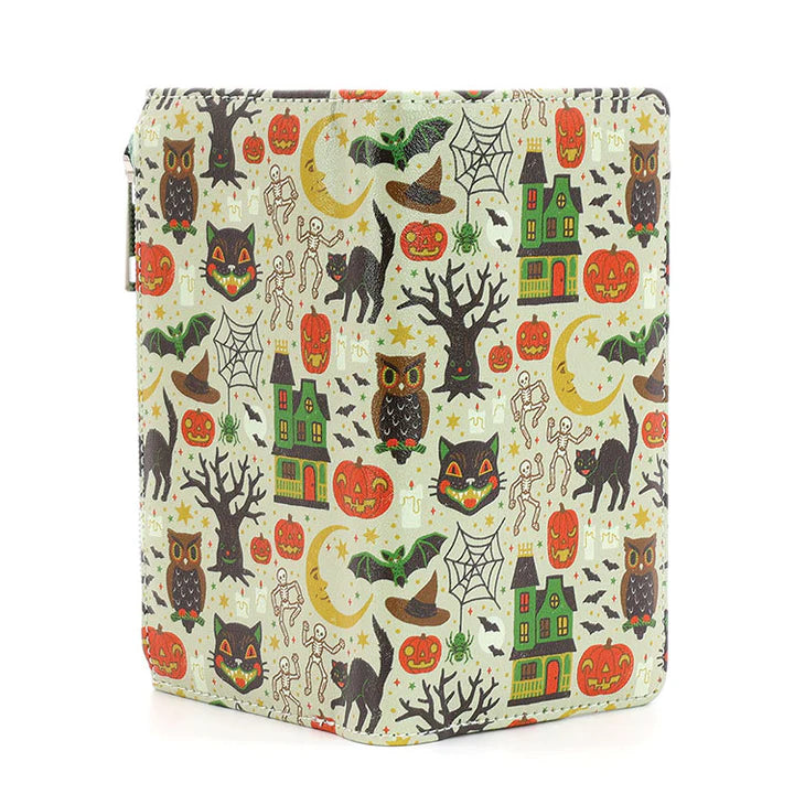 Halloween-themed product with pumpkins, cats, and ghosts on a white background