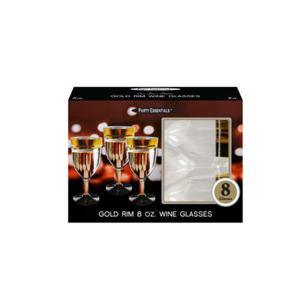 Gold Rim Wine Glasses 8ct