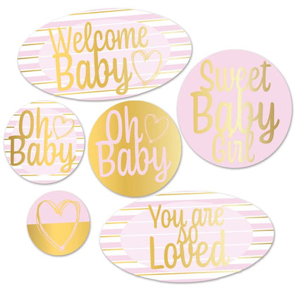 Welcome Baby Foil Cutouts - Pink | Baby Shower