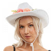 White Lace Cowboy Hat with Flowers