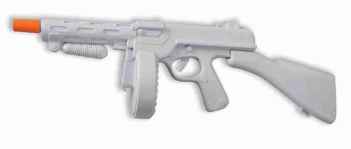 Toy gun with a white body and orange tip on a white background