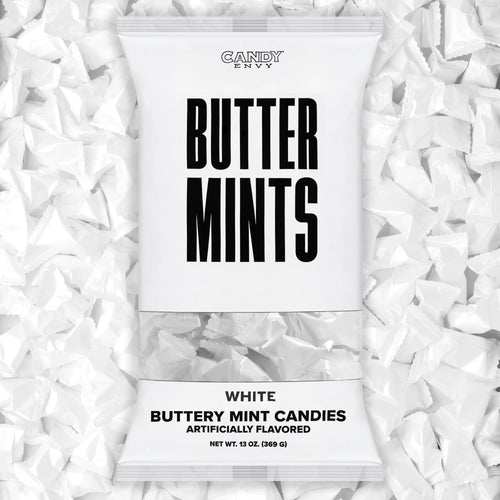 Packaging of Candy Envy Butter Mints surrounded by white mints