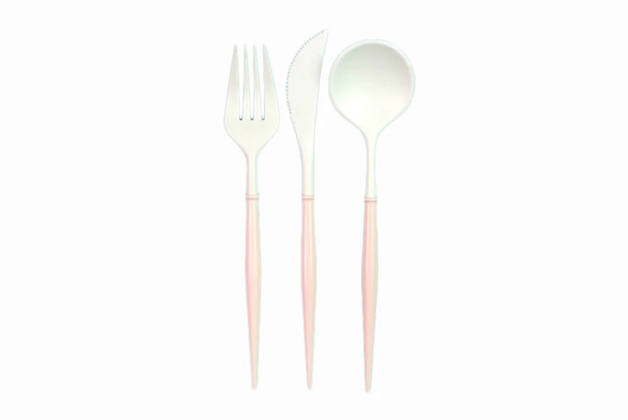 White and Blush Bella 24pc Assorted Flatware