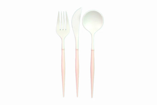 White and Blush Bella 24pc Assorted Flatware