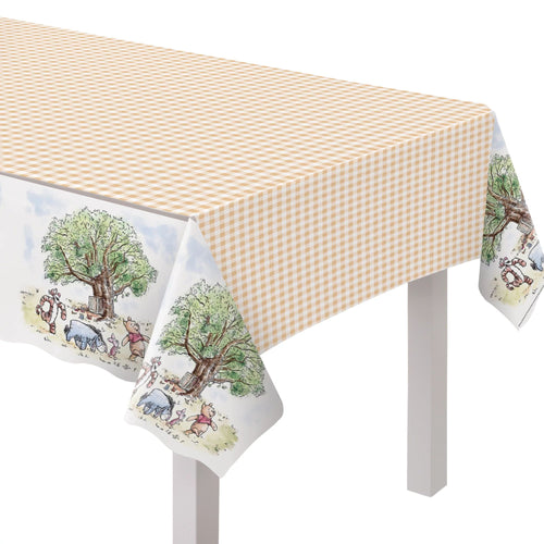 Tablecloth with cartoon animal design on a checkered pattern