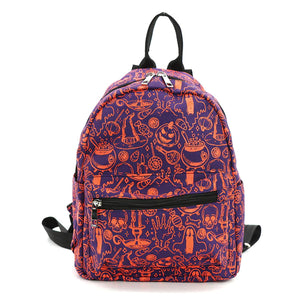 Orange Halloween Collage Mini Backpack In Nylon