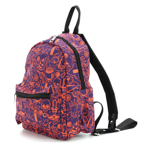 Orange Halloween Collage Mini Backpack In Nylon