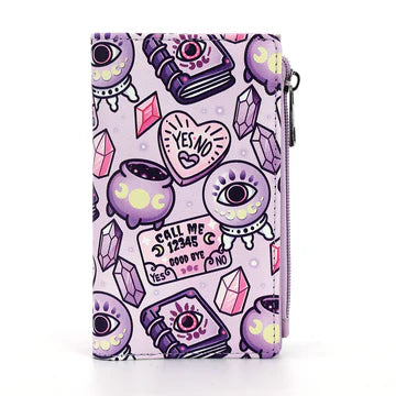 Phone case with mystical design on a light purple background