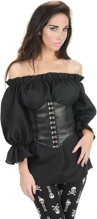Women's 3/4 Sleeve Renaissance Costume Blouse | Black