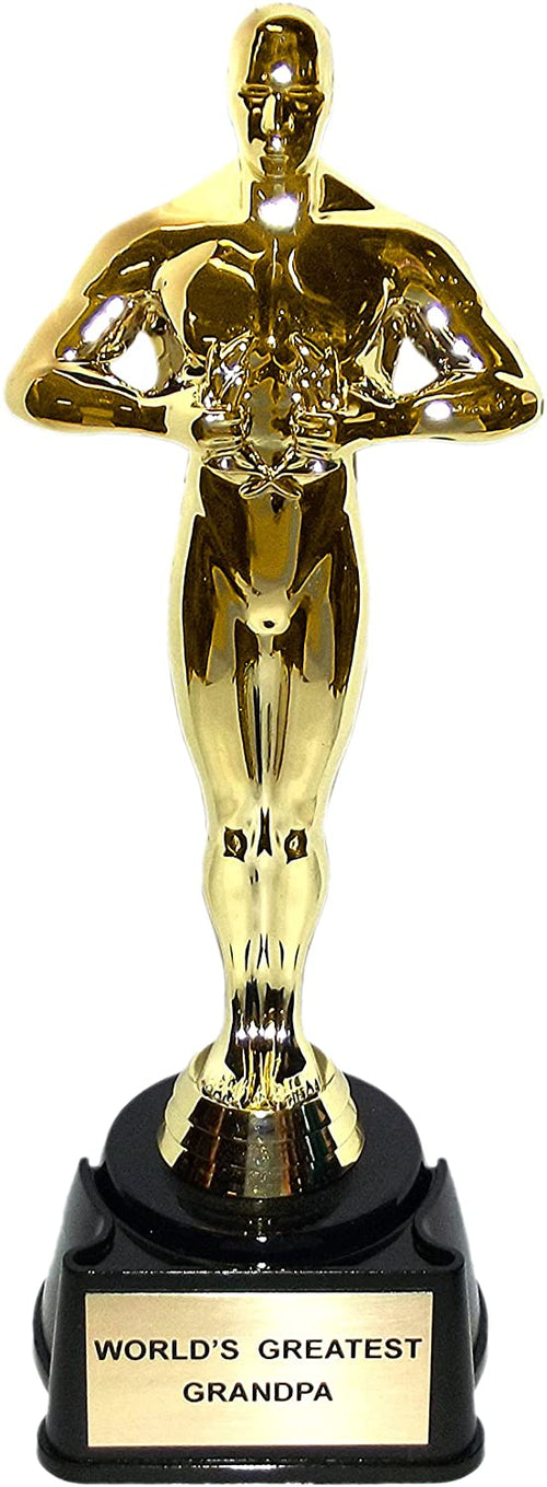 Gold trophy statue with 'World's Greatest Grandpa' plaque on a black base