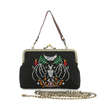 Skull Bat Vintage Kisslock Clutch