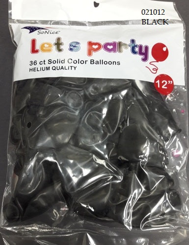 12″ Latex Balloons 36pcs/bag | Black