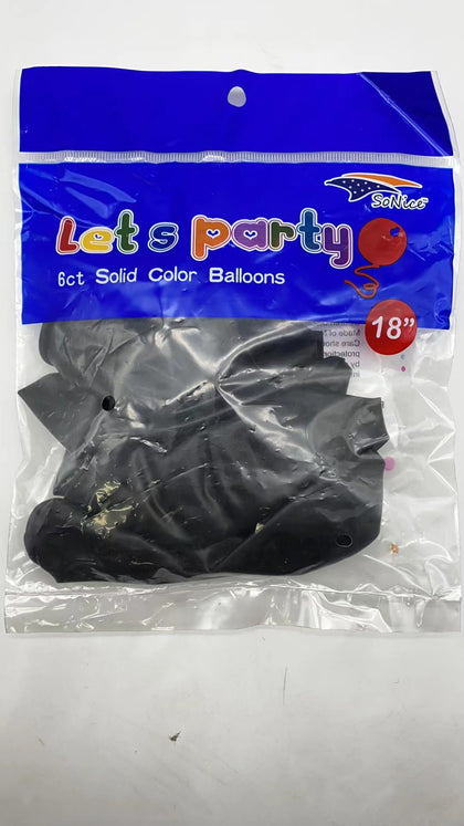 18″ Latex Balloons 6pcs/bag | Black
