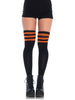Athletic Thigh Highs - Black With Orange Stripes