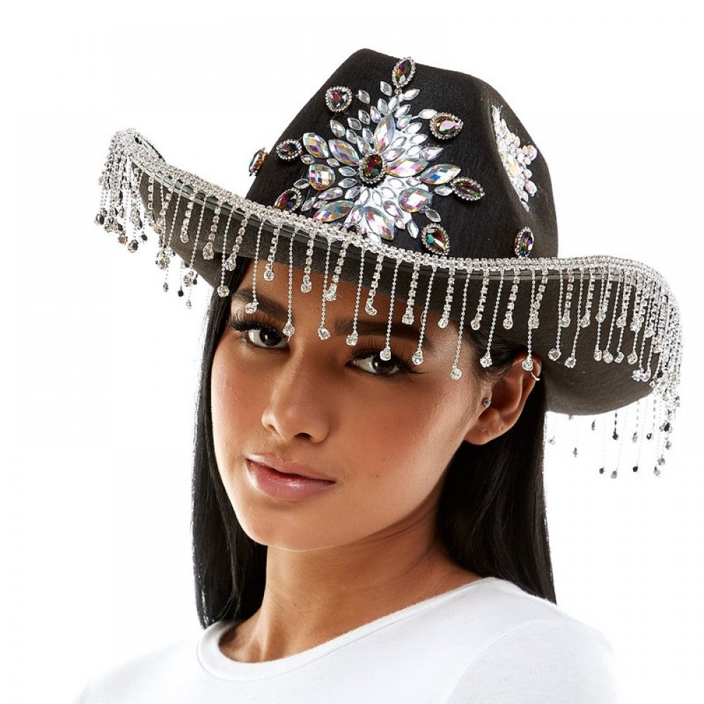 Black Rhinestone Gem Cowboy Hat