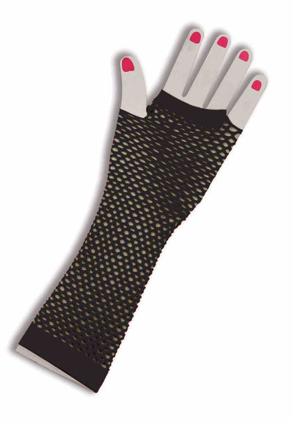 Fishnet Fingerless Glove Long Black