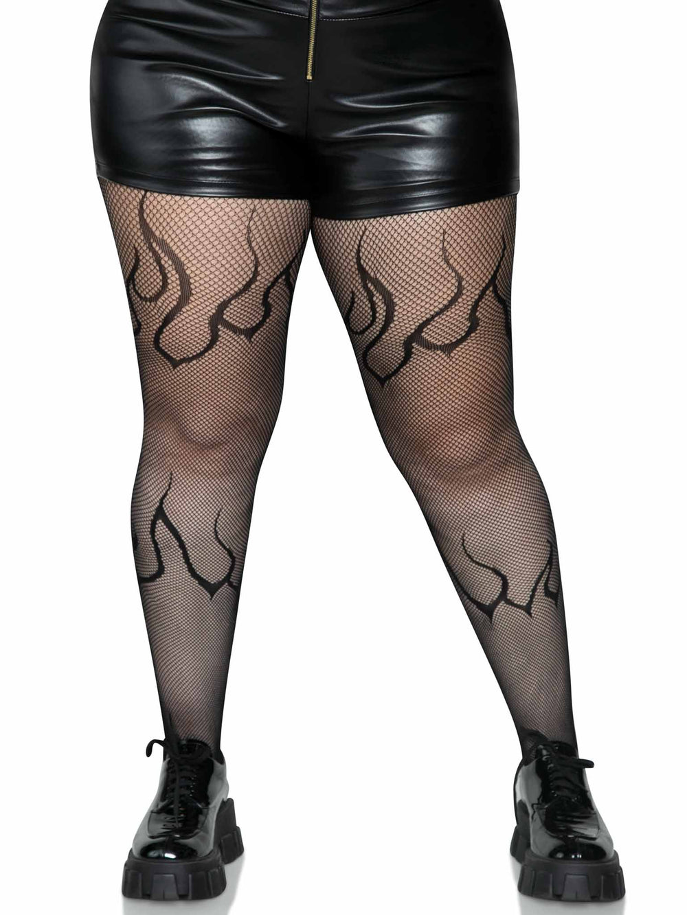 Black Flame Fishnets | Plus Size