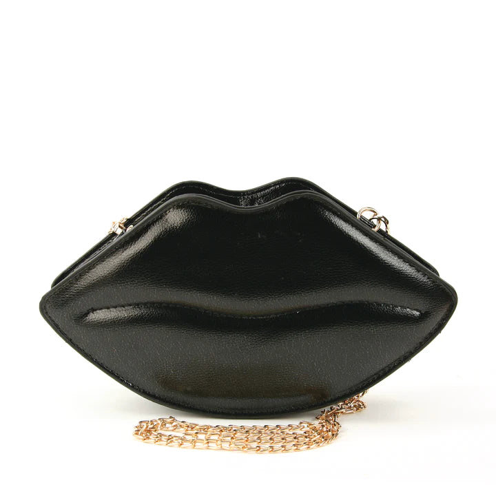 Shining Lips Cross Body Bag | Black