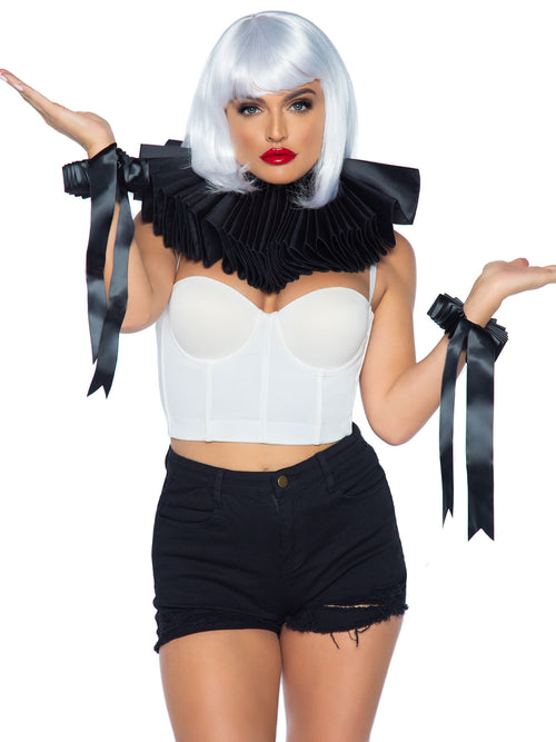 Deluxe Ruffle Neck Piece & Cuffs | Black