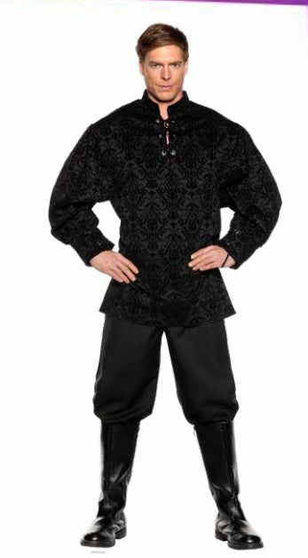 Black Brocade Renaissance Shirt | Adult