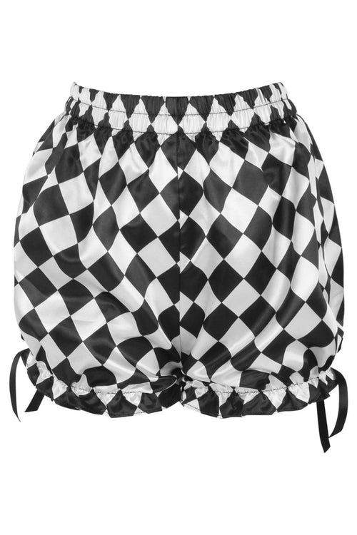 Black/White Diamond Print Satin Bloomers | Medium