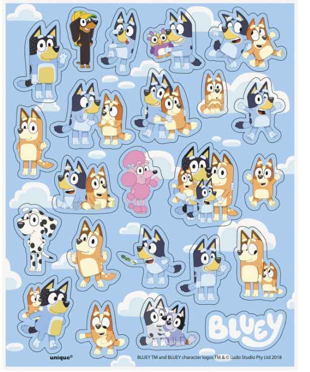 Bluey Sticker Sheet Favors 4ct – Fun Services Colorado