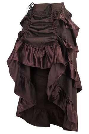 Brown Brocade Adjustable High Low Bustle Skirt