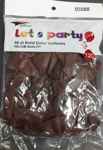 12" Latex Balloons 36pcs/bag | Brown