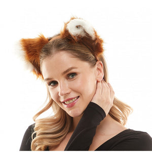 Brown White Tipped Animal Ears Headband