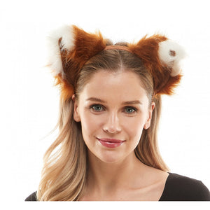 Brown White Tipped Animal Ears Headband